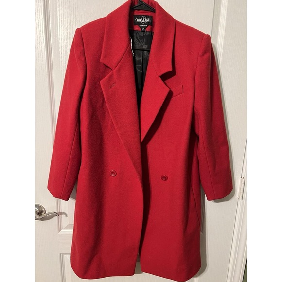 Rare Vintage Nwot Braetan 100% Wool Red Tulip  Long Beautiful Coat  SIZE 10P - Picture 1 of 6